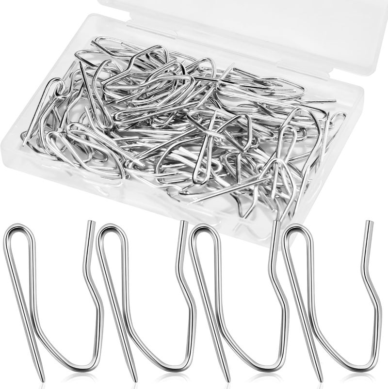 Junreox 1.25IN Curtain Hooks for Drapes, 58PCS Premium Rustproof Metal Drapery Hooks Pins for Header Type Window/Door/Shower/RV Curtains, Not for Tap-Top/Grommet Top/Red-Pocket Curtains - Image 1